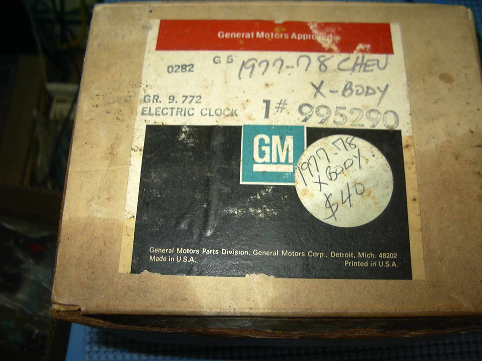 1977 - 1978 GM Clock Accessory Dial Face NOS # 995290